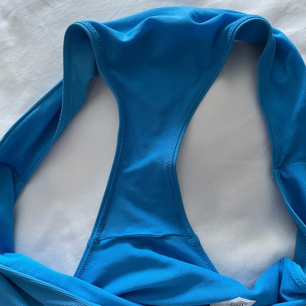 Athleta Blue Ribbed Mid Rise Bikini Bottom Size XL - Picture 2 of 6
